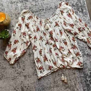 Ralph Lauren Cotton Floral Tie-Neck Blouse